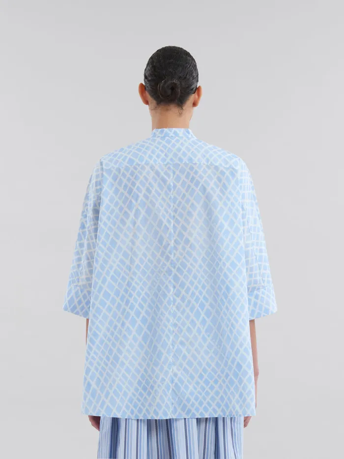 Light Blue Poplin Kimono Shirt With Landscapes Print Women Marni Tops and TShirts