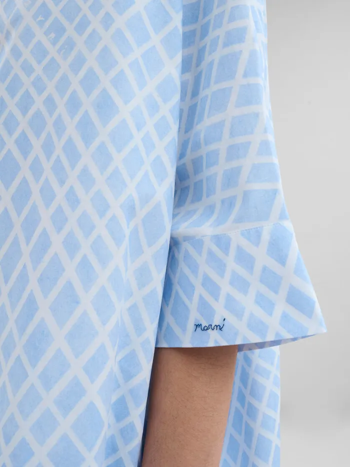 Light Blue Poplin Kimono Shirt With Landscapes Print Women Marni Tops and TShirts