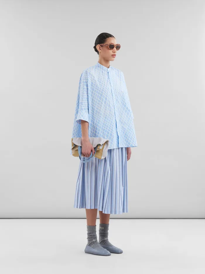 Light Blue Poplin Kimono Shirt With Landscapes Print Women Marni Tops and TShirts