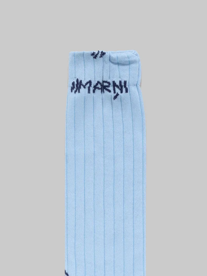 Light Blue Ribbed Cotton Socks With Marni Mending Women Marni Socks
