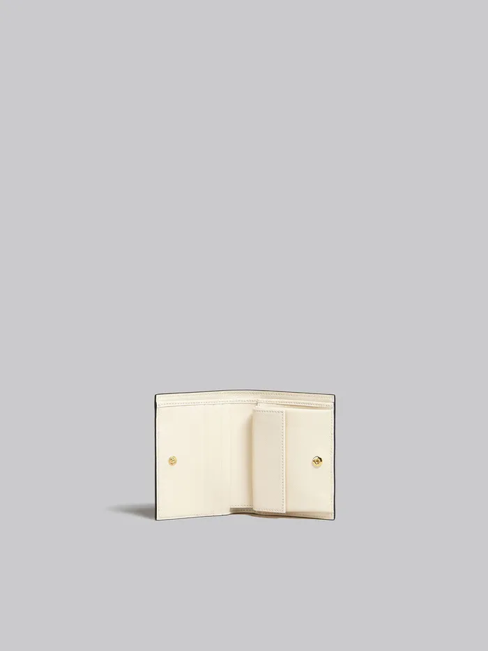 Light Green Beige And White Saffiano Leather Bifold Wallet Women Marni Wallets and Small Leather Goods