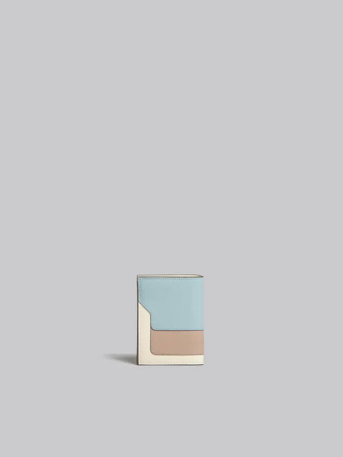 Light Green Beige And White Saffiano Leather Bifold Wallet Women Marni Wallets and Small Leather Goods