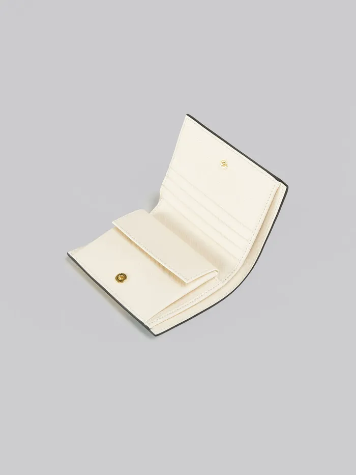 Light Green Beige And White Saffiano Leather Bifold Wallet Women Marni Wallets and Small Leather Goods