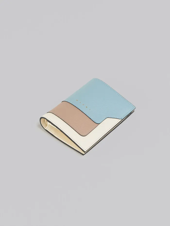 Light Green Beige And White Saffiano Leather Bifold Wallet Women Marni Wallets and Small Leather Goods