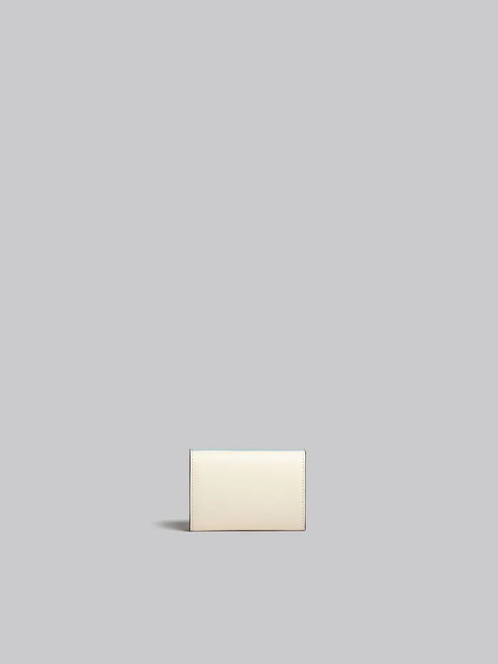 Light Green Beige And White Saffiano Leather Trifold Wallet Women Marni Wallets and Small Leather Goods