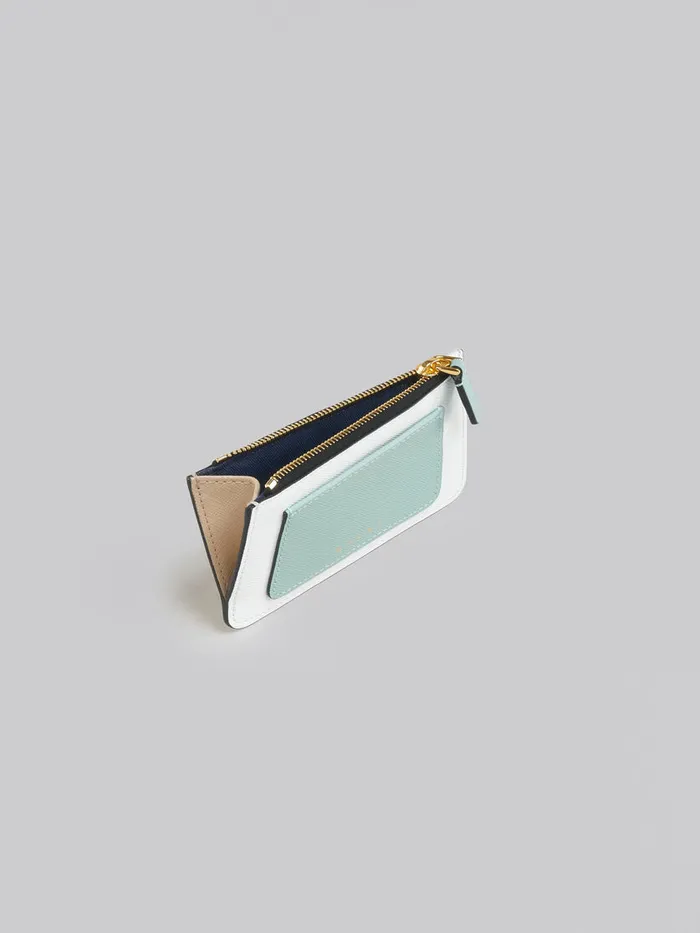Light Green White And Brown Saffiano Leather Card Case Women Marni Wallets and Small Leather Goods
