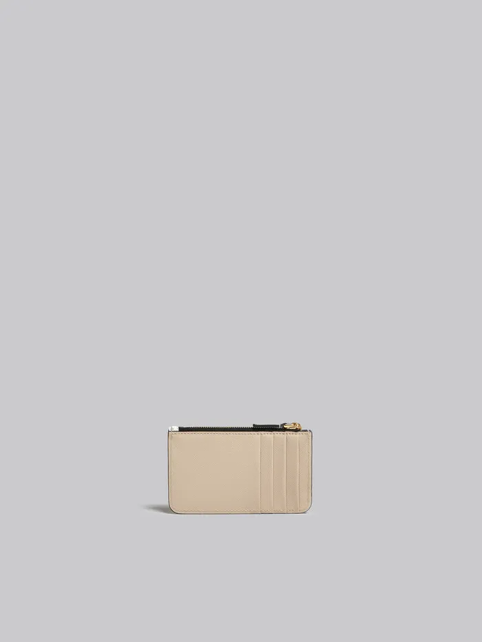 Light Green White And Brown Saffiano Leather Card Case Women Marni Wallets and Small Leather Goods