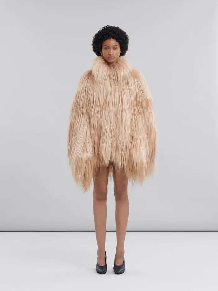 Light Pink Long Hair Short Coat Women Marni Coats and Jackets