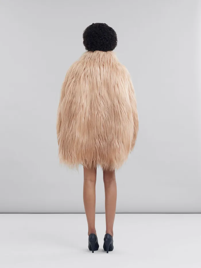 Light Pink Long Hair Short Coat Women Marni Coats and Jackets