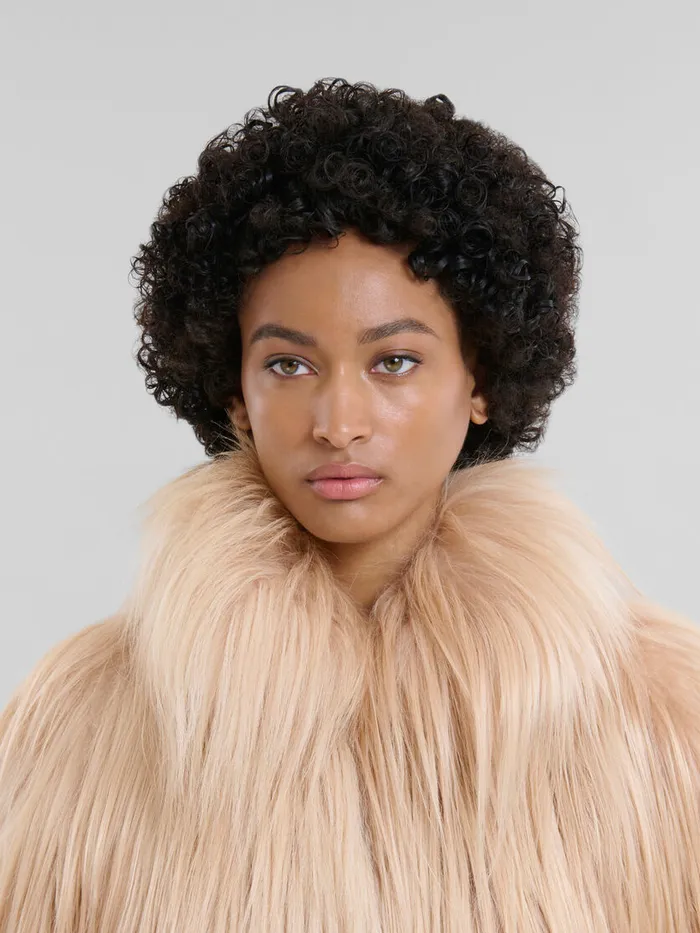 Light Pink Long Hair Short Coat Women Marni Coats and Jackets