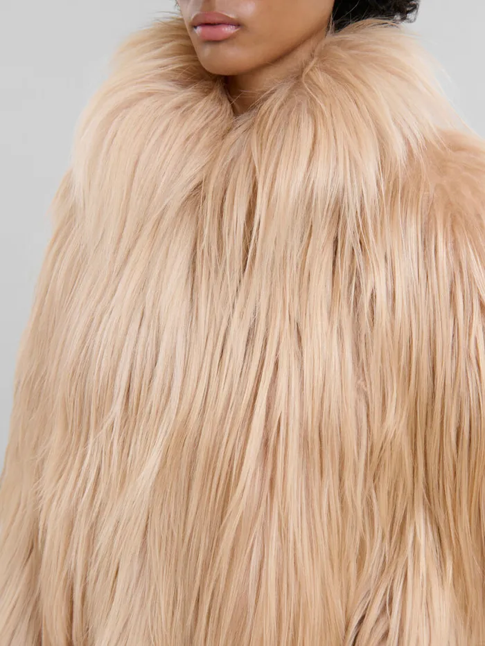Light Pink Long Hair Short Coat Women Marni Coats and Jackets