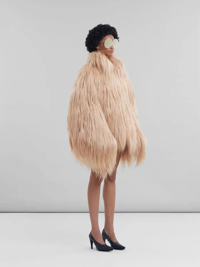 Light Pink Long Hair Short Coat Women Marni Coats and Jackets