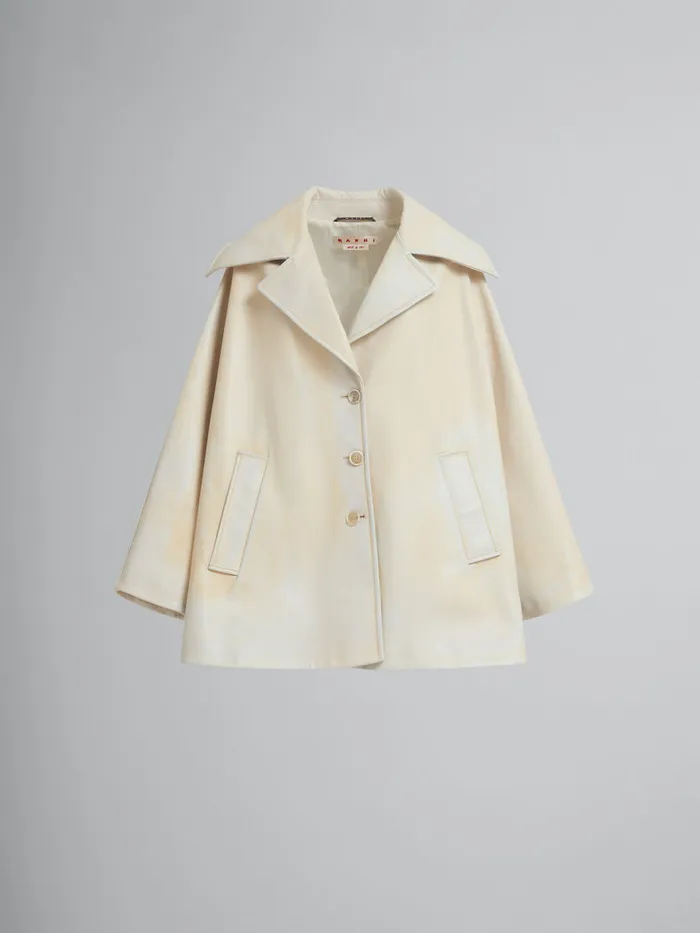 Light Yellow Leather Cape Women Marni Coats and Jackets