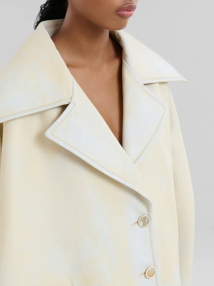 Light Yellow Leather Cape Women Marni Coats and Jackets