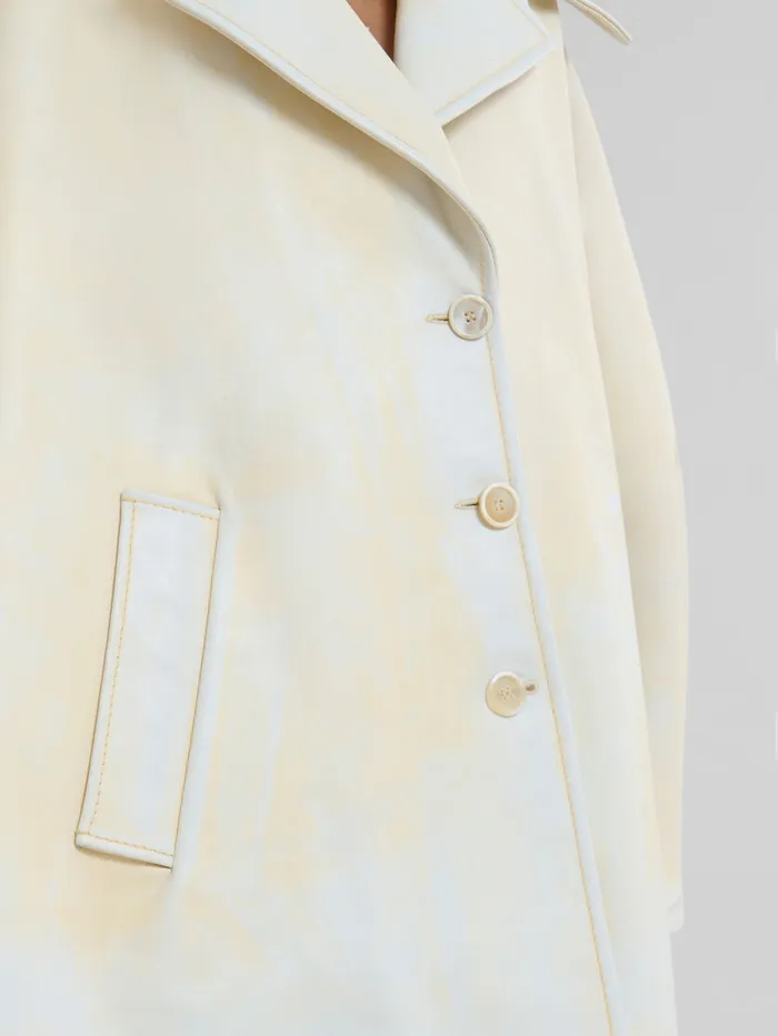 Light Yellow Leather Cape Women Marni Coats and Jackets