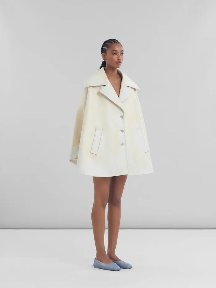 Light Yellow Leather Cape Women Marni Coats and Jackets