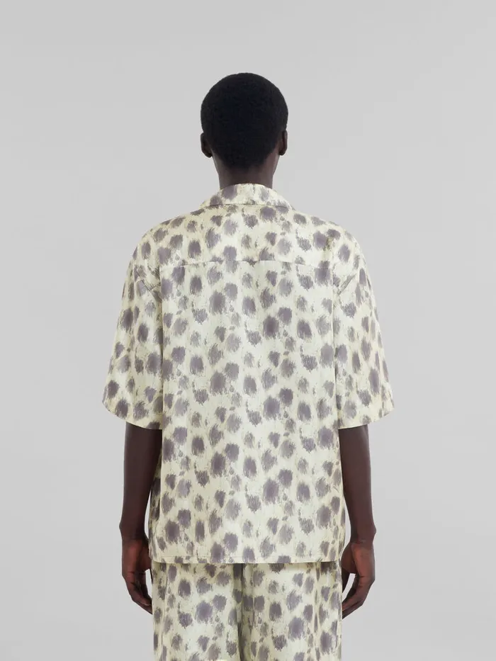 Light Yellow Silk Bowling Shirt With Crayon Leopard Print Men Marni Matching Sets