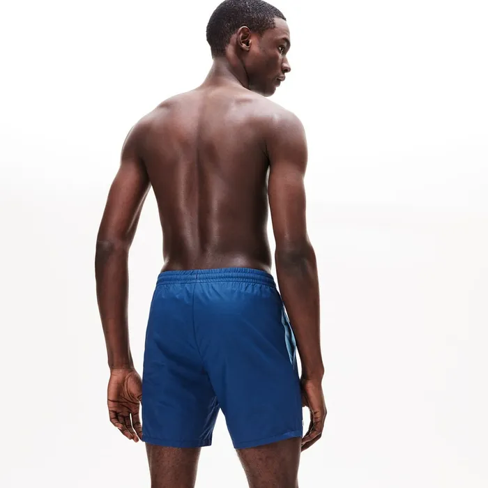 Lightweight Cotton Swim Trunks With Pockets Navy BlueLight Blue Mens Lacoste Swimwear Online