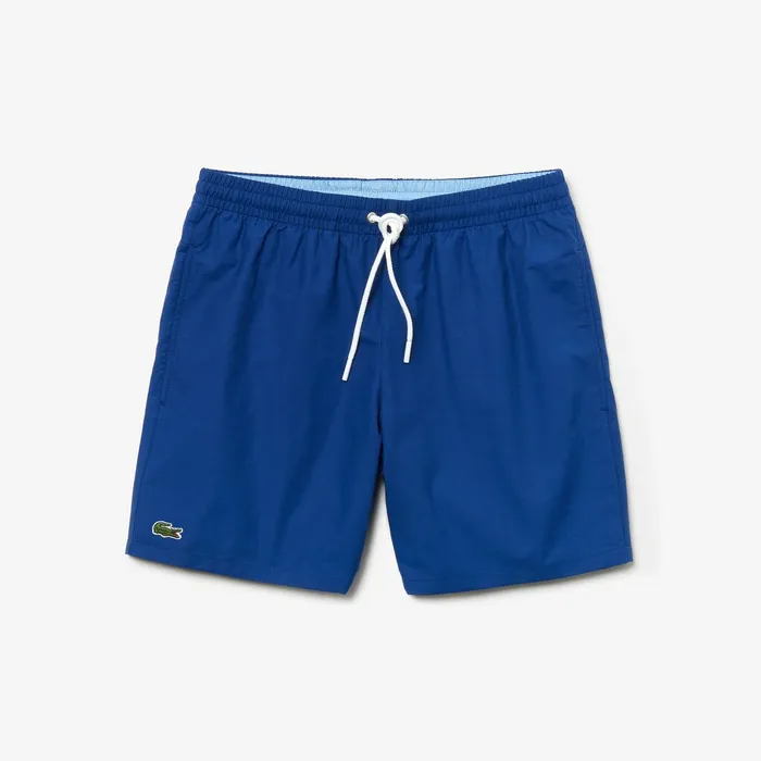 Lightweight Cotton Swim Trunks With Pockets Navy BlueLight Blue Mens Lacoste Swimwear Online