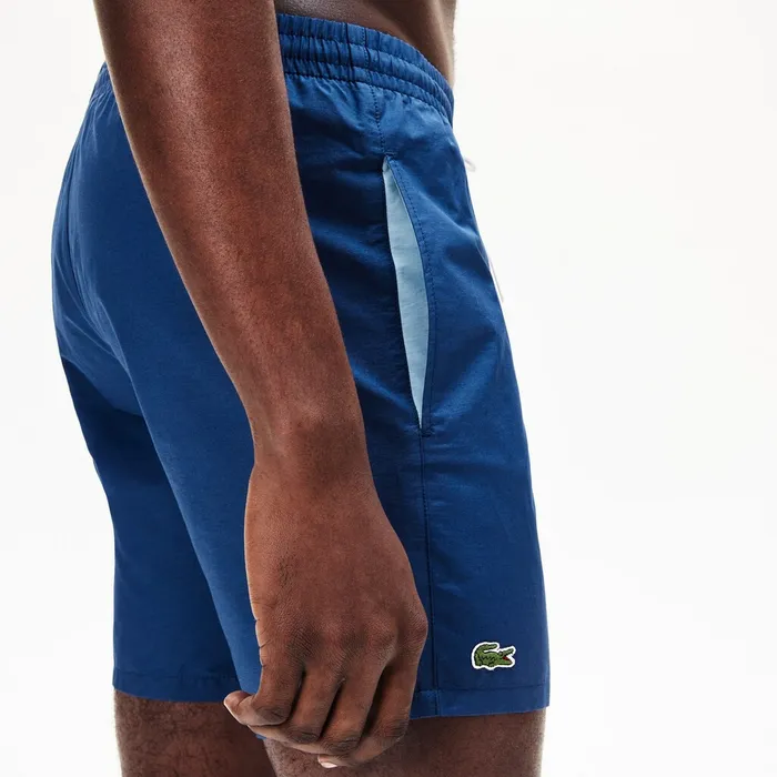 Lightweight Cotton Swim Trunks With Pockets Navy BlueLight Blue Mens Lacoste Swimwear Online