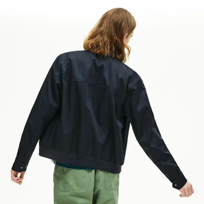 Lightweight Cotton Zip Harrington Jacket Navy Blue Mens Lacoste Jackets and Coats For Sale