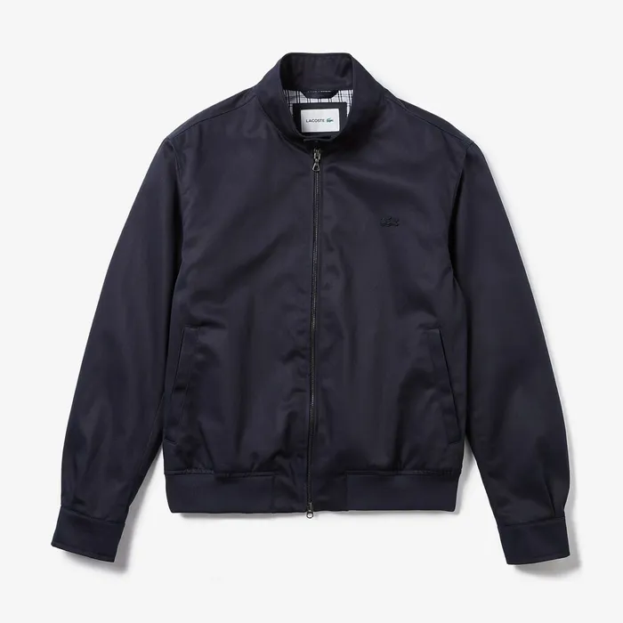 Lightweight Cotton Zip Harrington Jacket Navy Blue Mens Lacoste Jackets and Coats For Sale