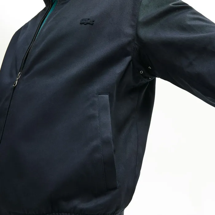 Lightweight Cotton Zip Harrington Jacket Navy Blue Mens Lacoste Jackets and Coats For Sale