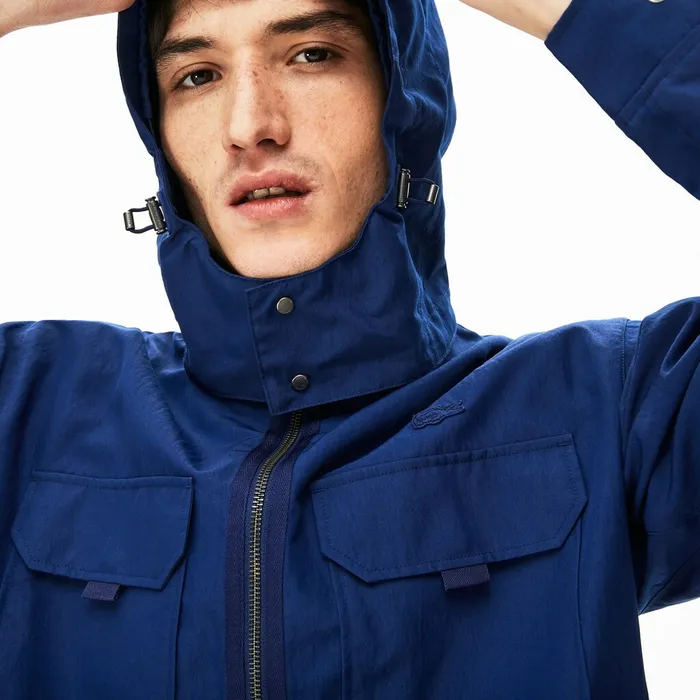 Lightweight DetachableHood Jacket Navy Blue Mens Lacoste Jackets and Coats Shop Online