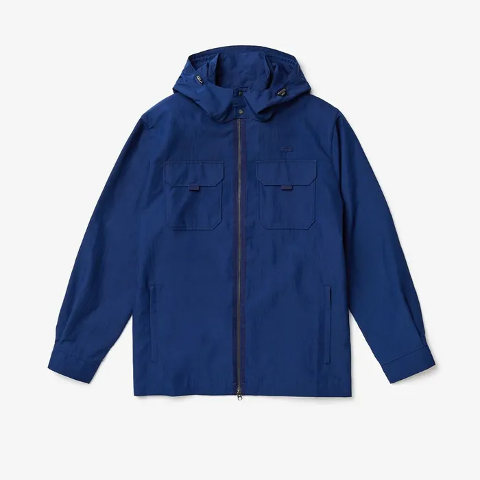Lightweight DetachableHood Jacket Navy Blue Mens Lacoste Jackets and Coats Shop Online