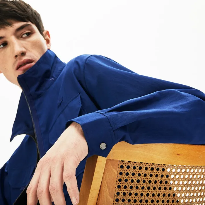 Lightweight DetachableHood Jacket Navy Blue Mens Lacoste Jackets and Coats Shop Online