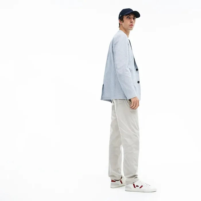 Lightweight Stretch Cotton Pants Light Grey Mens Lacoste Pants and Shorts Outlet