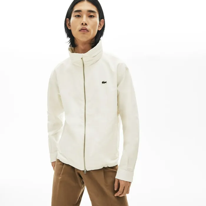 Lightweight WaterResistant Zip Windbreaker White Mens Lacoste Jackets and Coats Gift for Friend