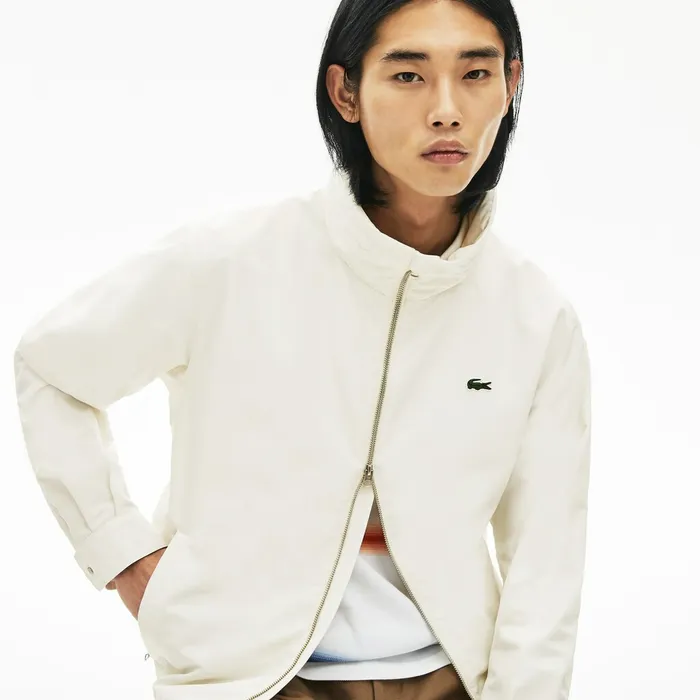 Lightweight WaterResistant Zip Windbreaker White Mens Lacoste Jackets and Coats Gift for Friend