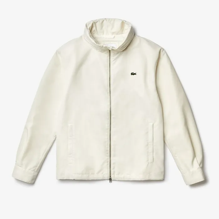 Lightweight WaterResistant Zip Windbreaker White Mens Lacoste Jackets and Coats Gift for Friend