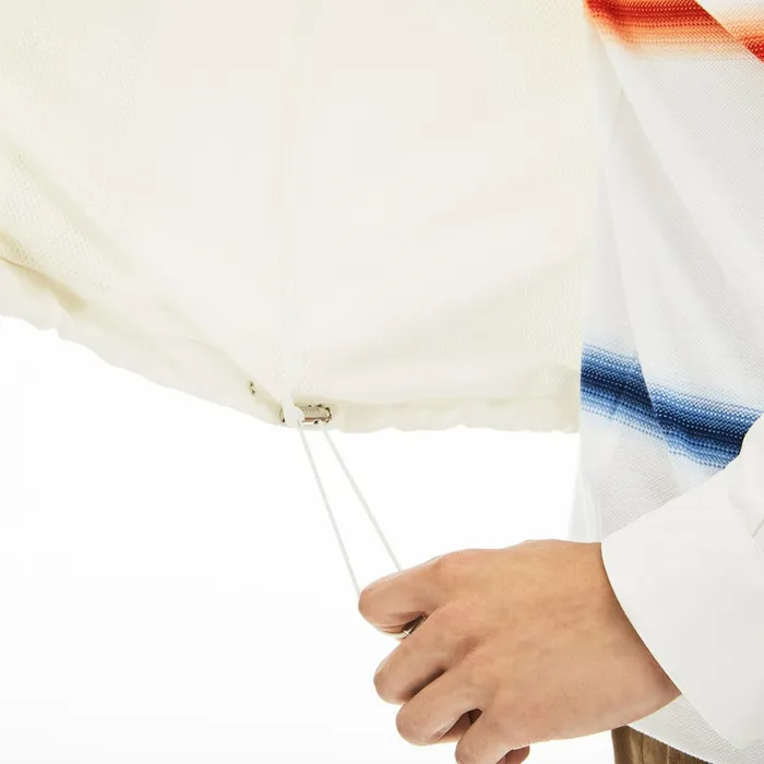 Lightweight WaterResistant Zip Windbreaker White Mens Lacoste Jackets and Coats Gift for Friend