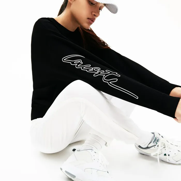 LIVE 3D Signature Cotton Crewneck Sweater Black Womens Lacoste Sweaters and Sweatshirts Popular LIVE 3D Signature Cotton Crewneck Sweater Black Womens Lacoste Sweaters and Sweatshirts Popular