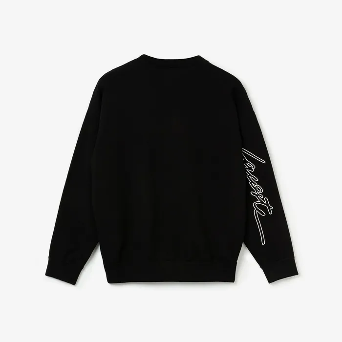 LIVE 3D Signature Cotton Crewneck Sweater Black Womens Lacoste Sweaters and Sweatshirts Popular
