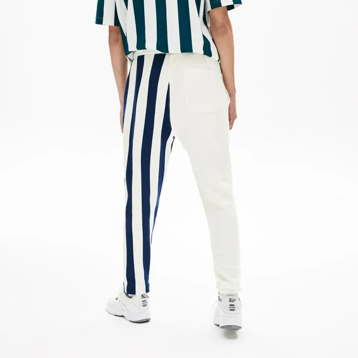 LIVE Bicolor Fleece Tracksuit Pants WhiteNavy BlueWhite Mens Lacoste Tracksuits Online Store