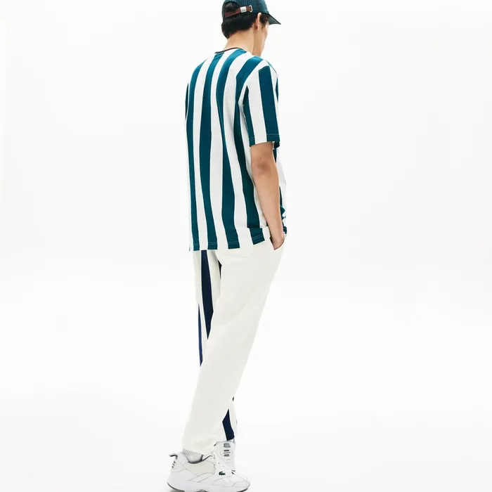 LIVE Bicolor Fleece Tracksuit Pants WhiteNavy BlueWhite Mens Lacoste Tracksuits Online Store