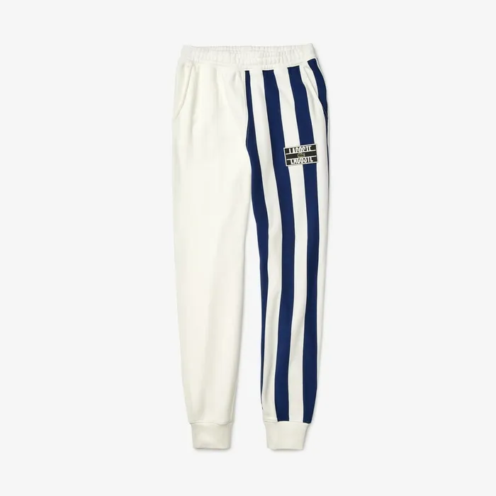 LIVE Bicolor Fleece Tracksuit Pants WhiteNavy BlueWhite Mens Lacoste Tracksuits Online Store