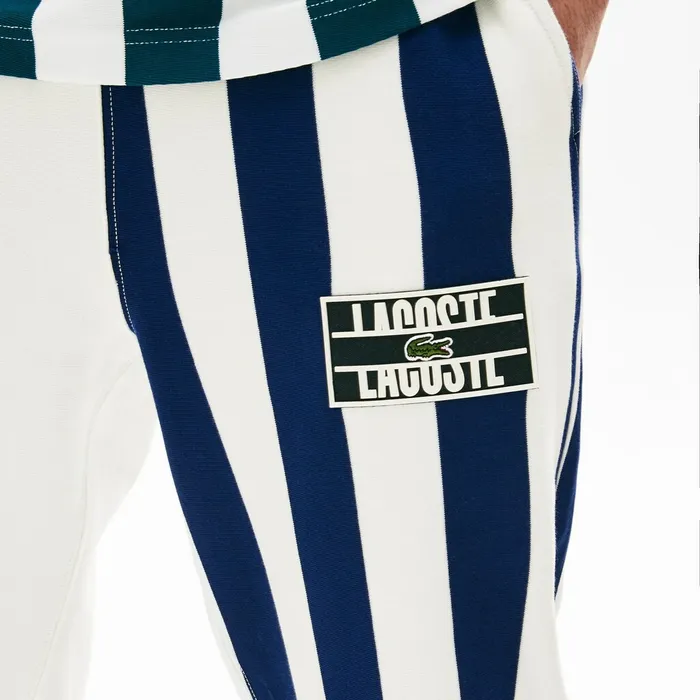 LIVE Bicolor Fleece Tracksuit Pants WhiteNavy BlueWhite Mens Lacoste Tracksuits Online Store