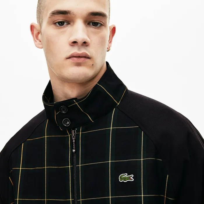 LIVE Check Harrington Jacket BlackGreenWhite Mens Lacoste Jackets and Coats Casaul LIVE Check Harrington Jacket BlackGreenWhite Mens Lacoste Jackets and Coats Casaul