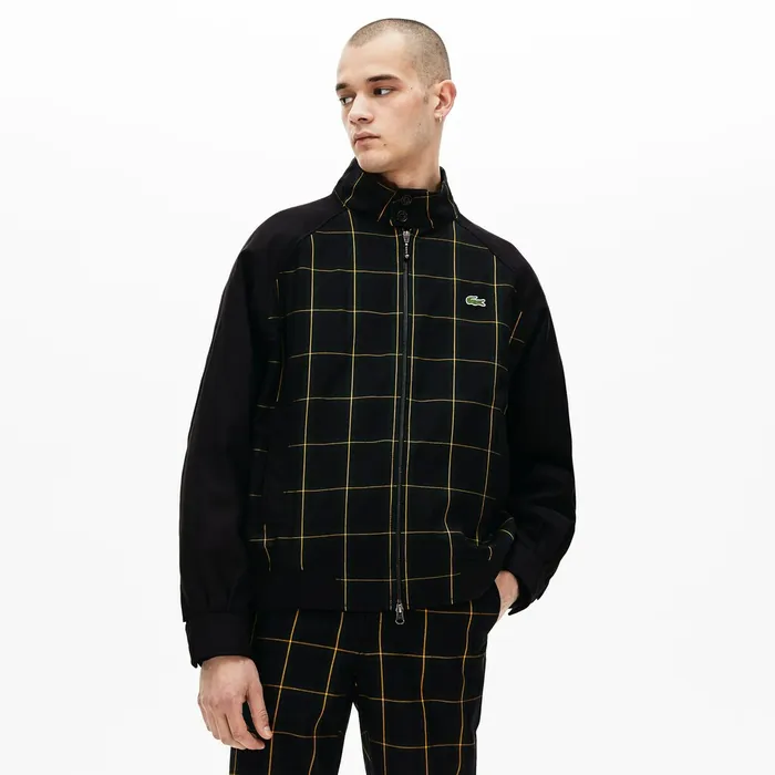 LIVE Check Harrington Jacket BlackGreenWhite Mens Lacoste Jackets and Coats Casaul