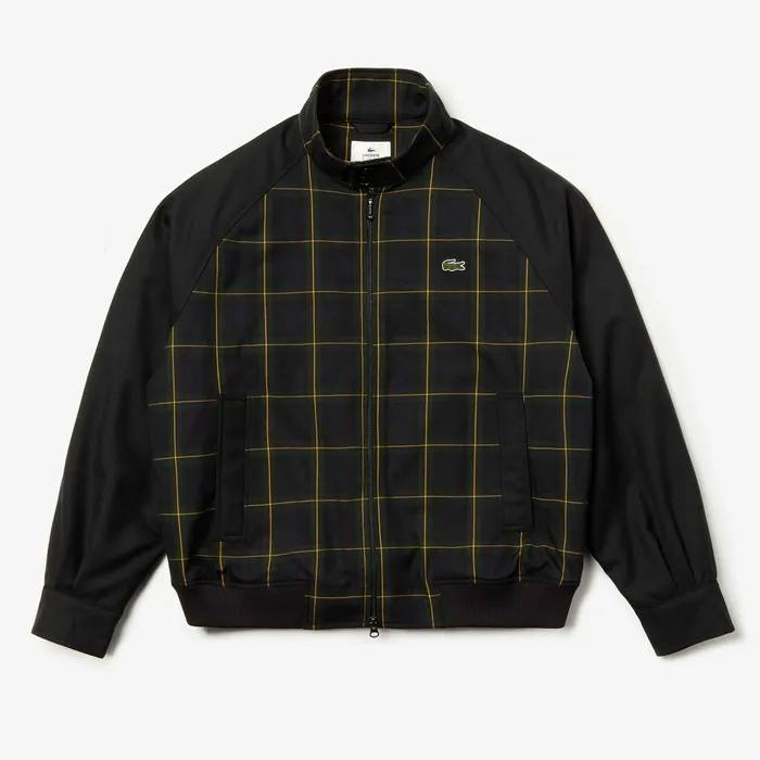 LIVE Check Harrington Jacket BlackGreenWhite Mens Lacoste Jackets and Coats Casaul