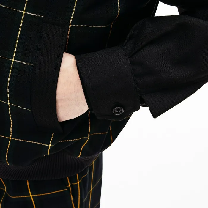 LIVE Check Harrington Jacket BlackGreenWhite Mens Lacoste Jackets and Coats Casaul