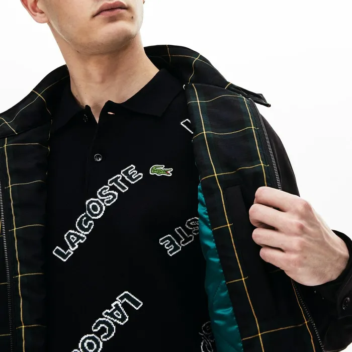 LIVE Check Harrington Jacket BlackGreenWhite Mens Lacoste Jackets and Coats Casaul
