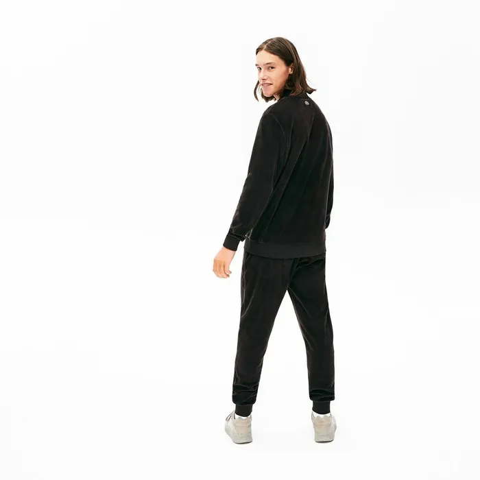 LIVE Classic Fit Velvet Polo Shirt Black Mens Lacoste Polos Online Outlet Store