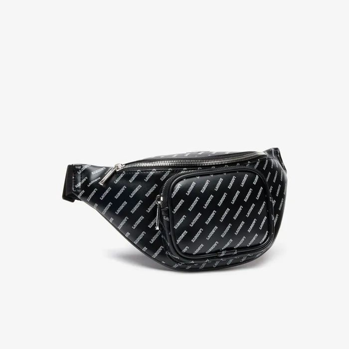 LIVE Coated Print Canvas Belt Bag Allover Lacoste Black Mens Lacoste Bags On Sale
