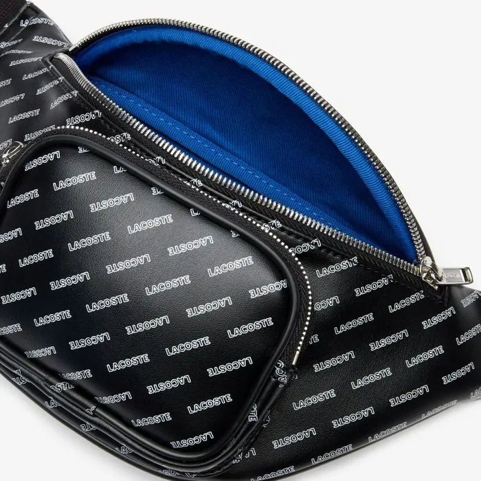 LIVE Coated Print Canvas Belt Bag Allover Lacoste Black Mens Lacoste Bags On Sale