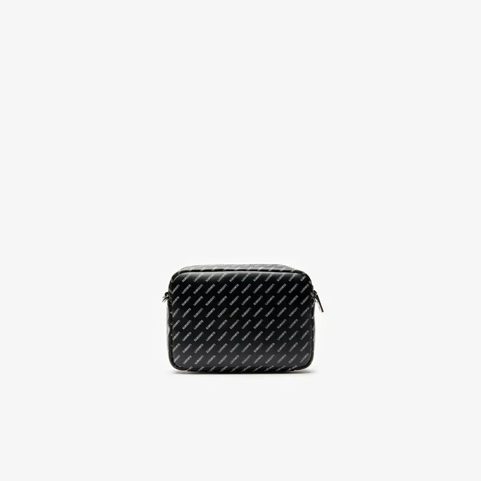 LIVE Coated Print Canvas Shoulder Bag Allover Lacoste Black Womens Lacoste Bags Shop Online